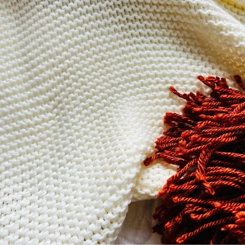 50”x70” Pom Pom throw blanket,bohemian decor bedcover.